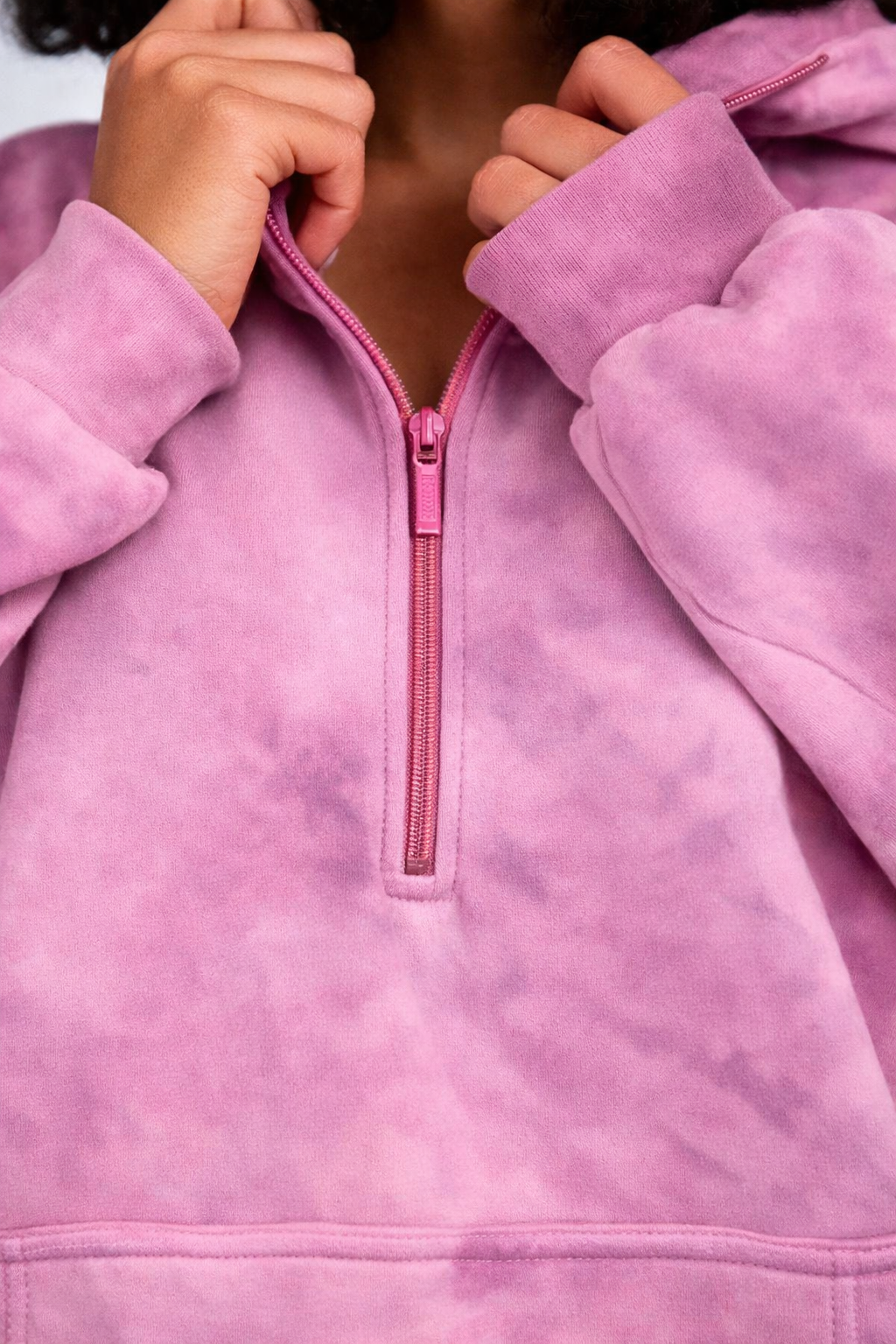 Peony Ease Half-Zip Hoodie - Light Pink