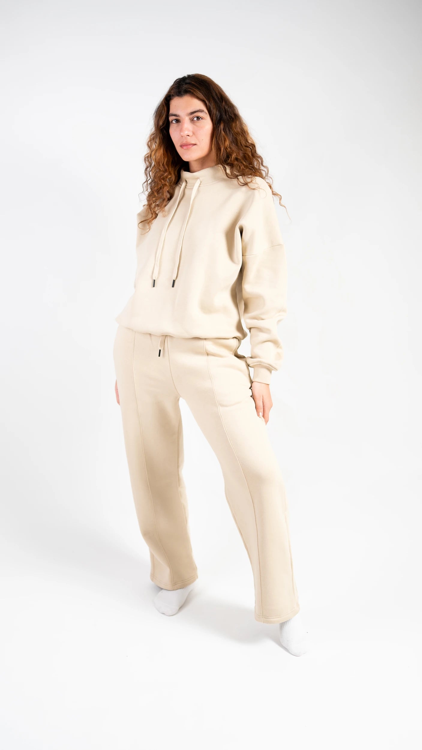 Peony Comfort Hoodie Set - Beige