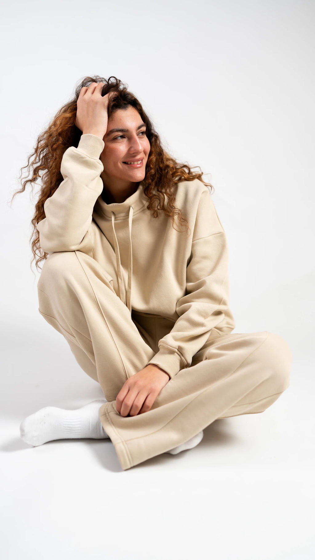 Peony Comfort Hoodie Set - Beige
