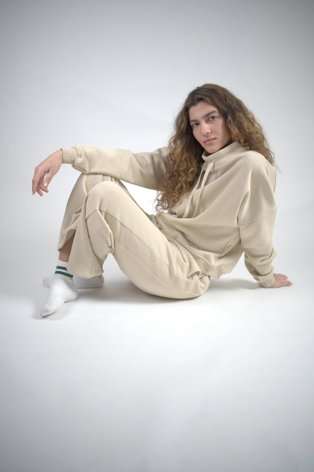 Peony Comfort Hoodie Set - Beige