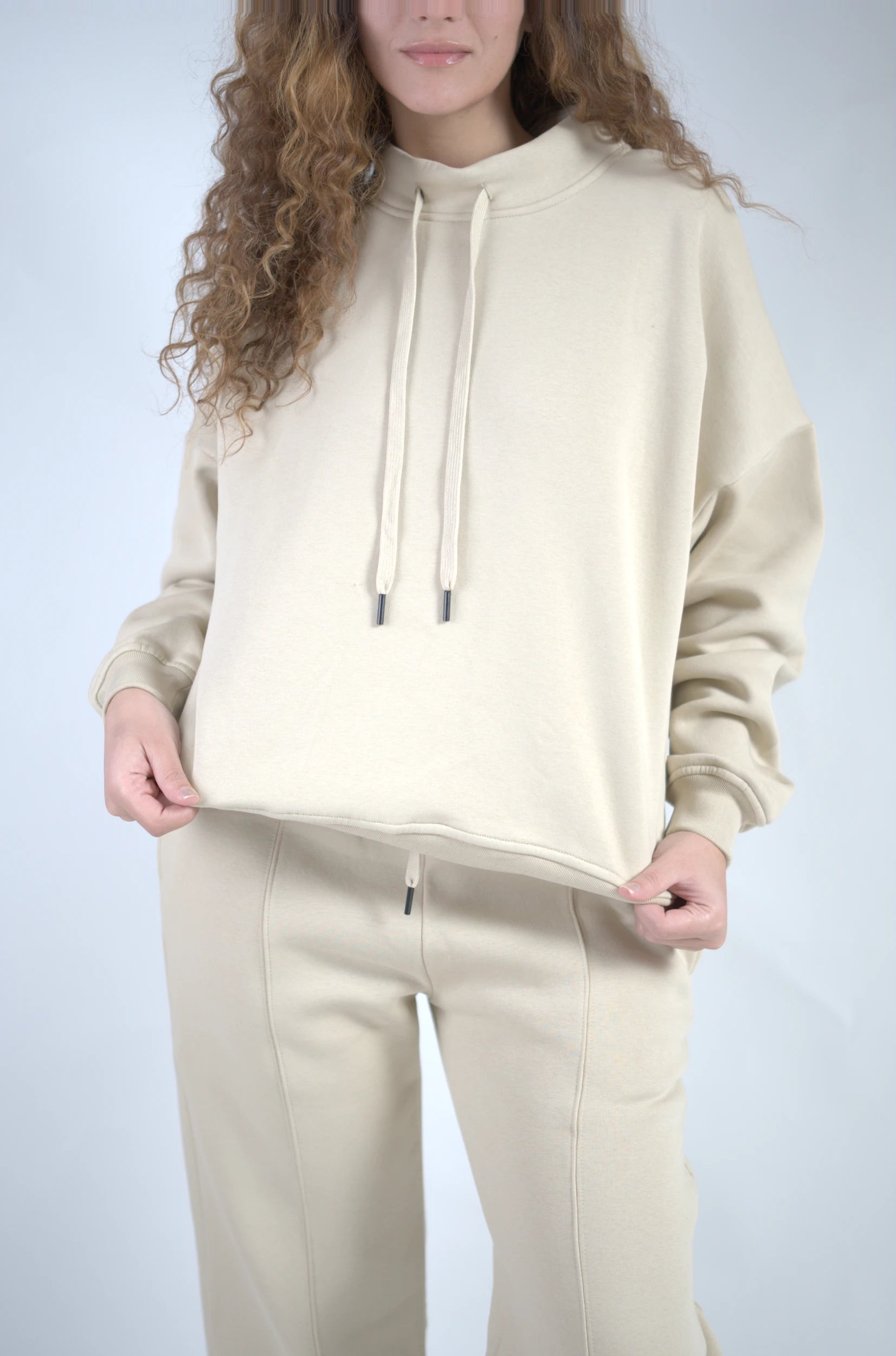 Peony Comfort Hoodie Set - Beige