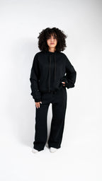 Peony Comfort Hoodie Set - Black