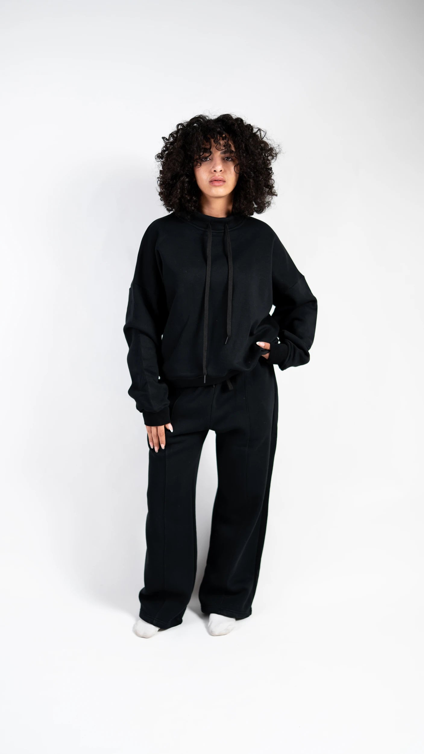 Peony Comfort Hoodie Set - Black