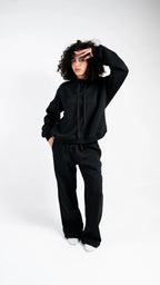 Peony Comfort Hoodie Set - Black