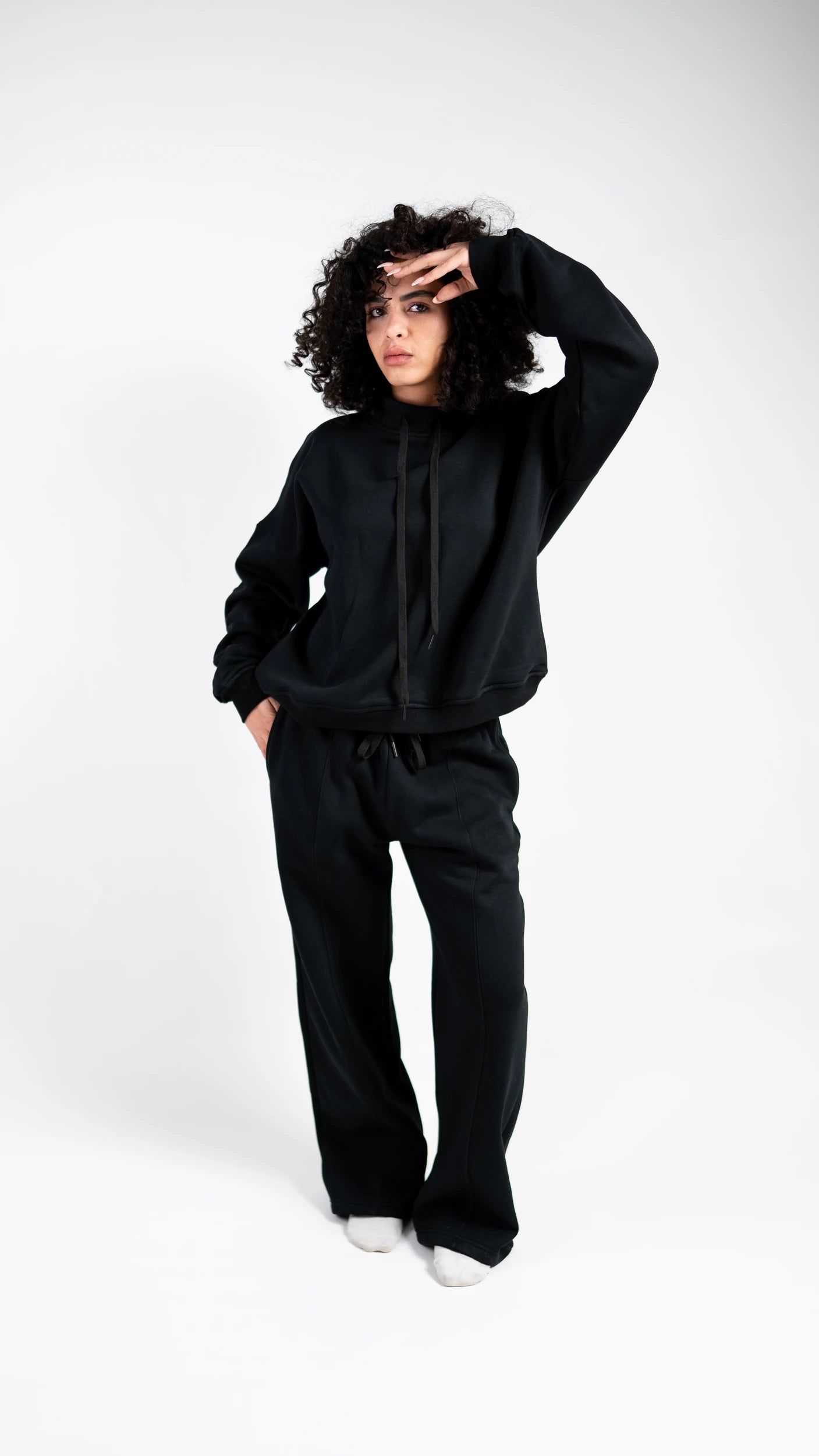 Peony Comfort Hoodie Set - Black