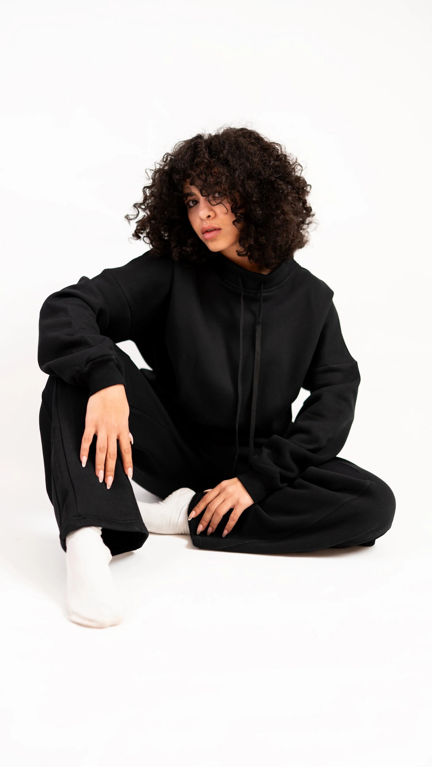 Peony Comfort Hoodie Set - Black