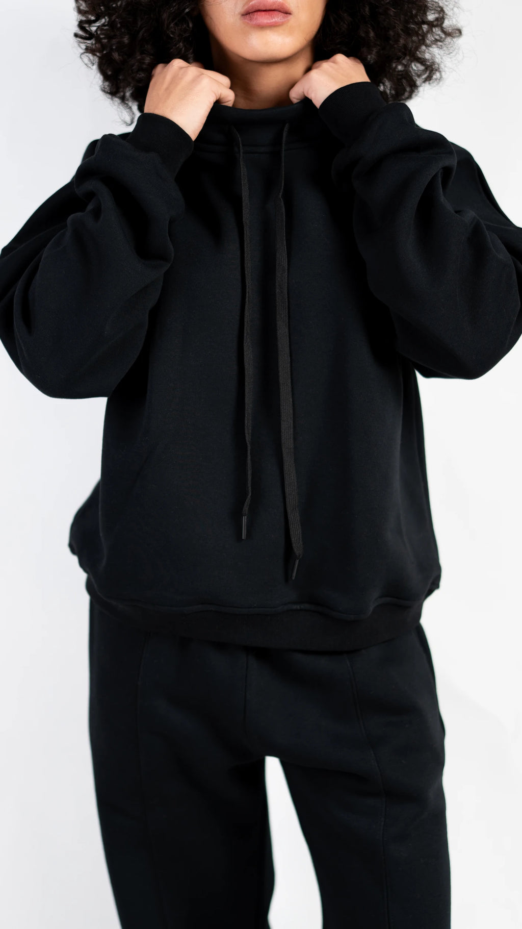 Peony Comfort Hoodie Set - Black