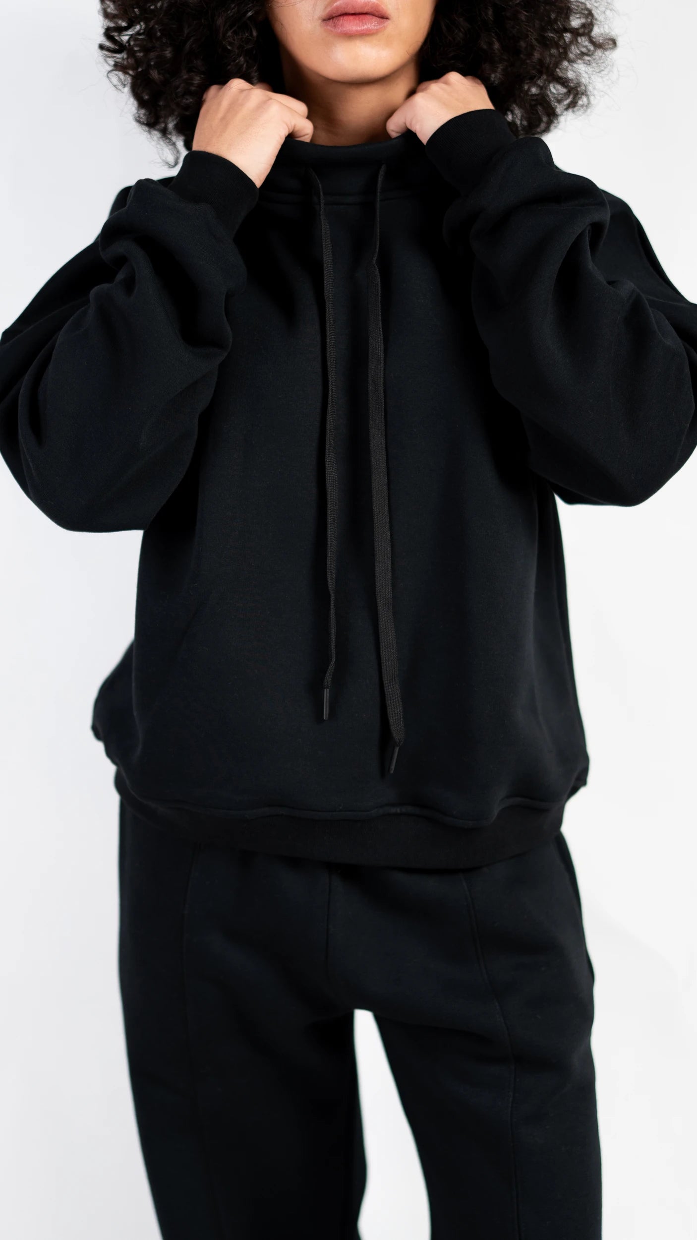 Peony Comfort Hoodie Set - Black