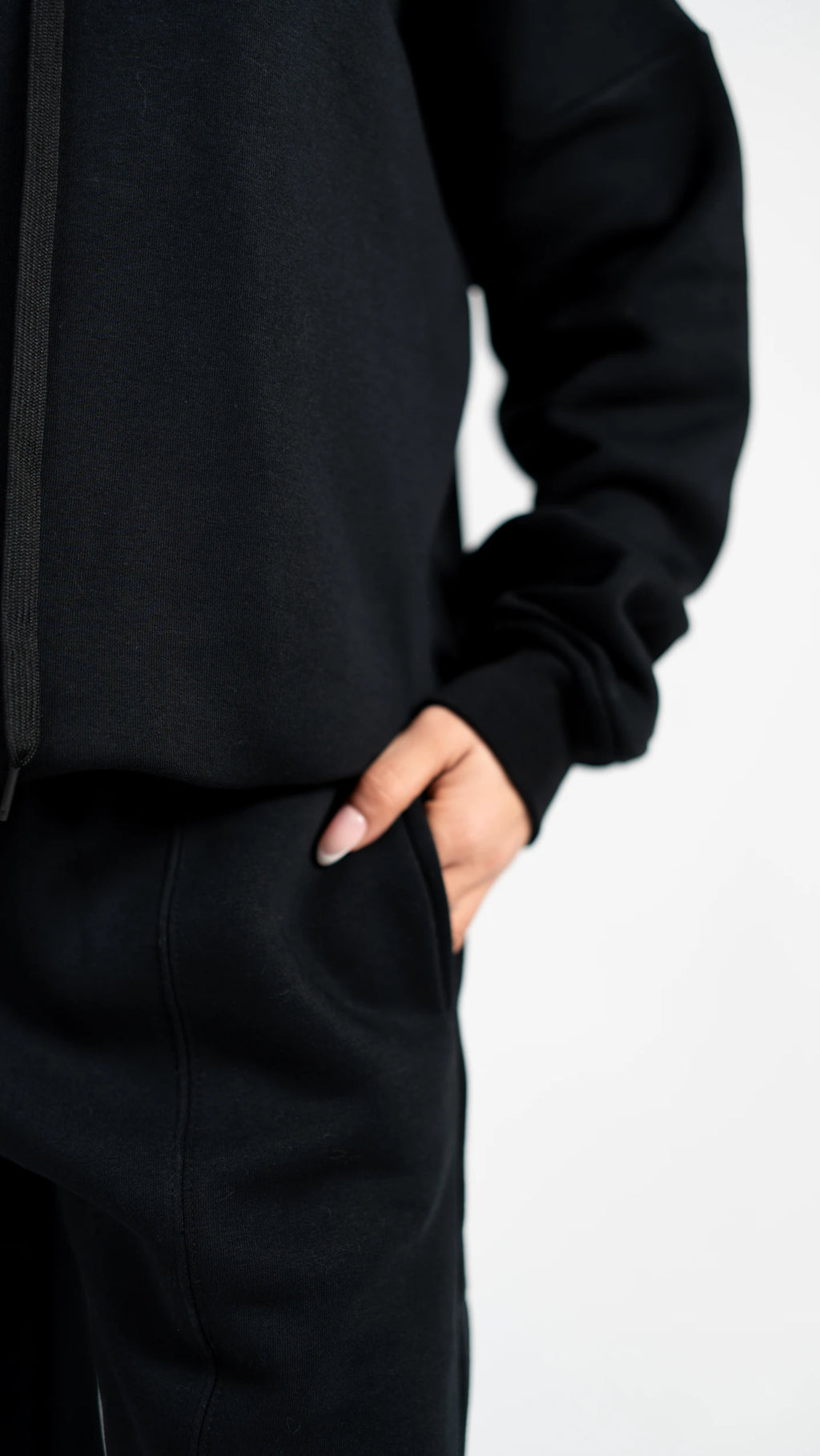 Peony Comfort Hoodie Set - Black