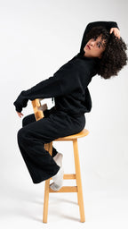 Peony Comfort Hoodie Set - Black