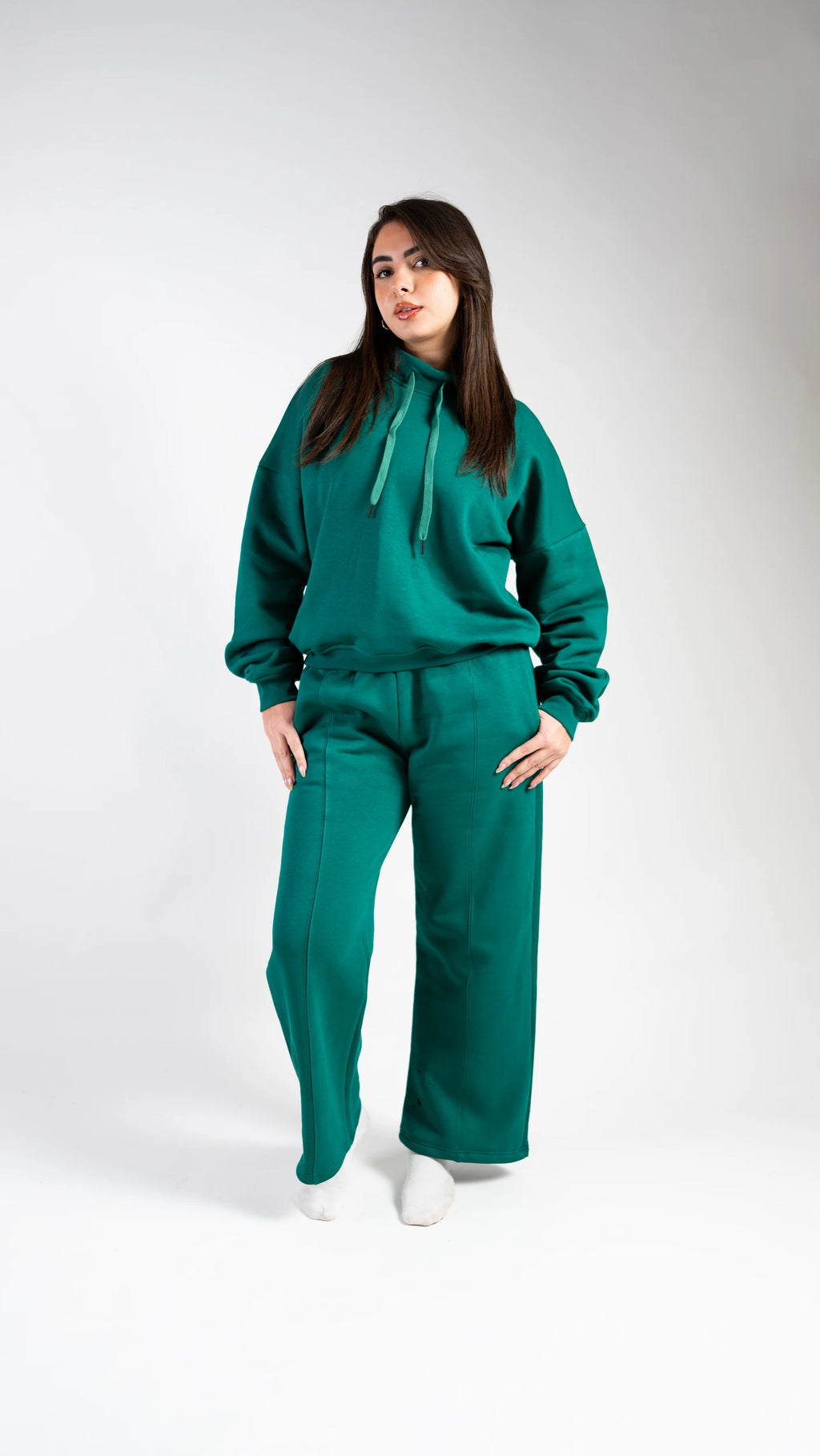 Peony Comfort Hoodie Set - Green