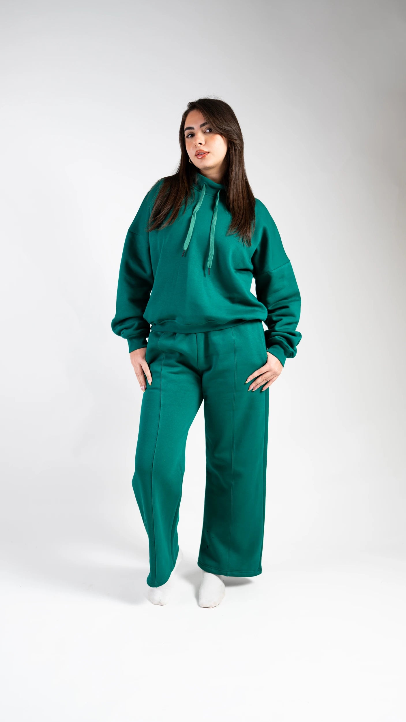 Peony Comfort Hoodie Set - Green