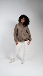 Peony Ease Half-Zip Hoodie - Light Brown