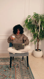 Peony Ease Half-Zip Hoodie - Light Brown