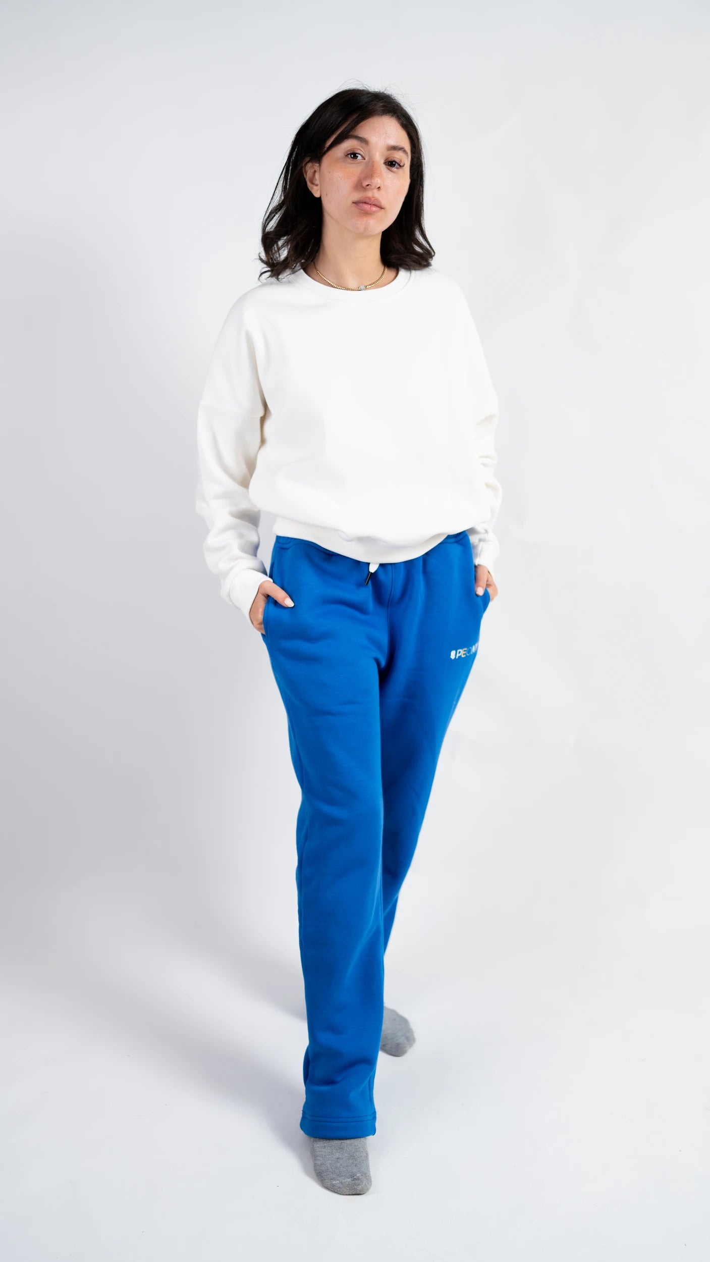 Peony Relaxed Fit Lounge Set - White & Blue