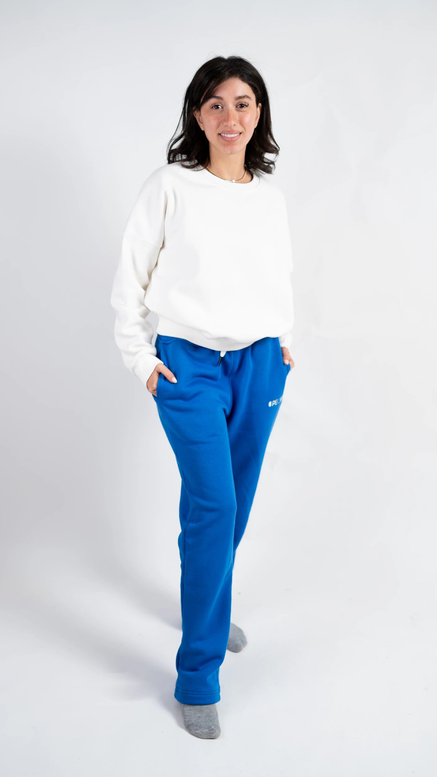 Peony Relaxed Fit Lounge Set - White & Blue