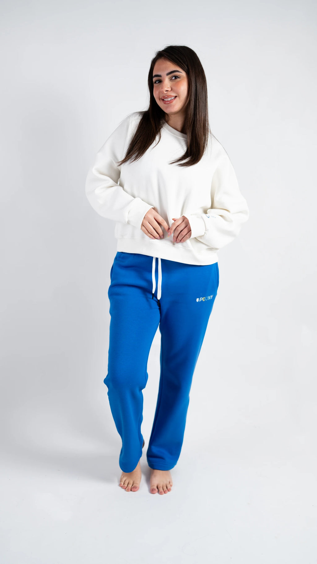 Peony Relaxed Fit Lounge Set - White & Blue