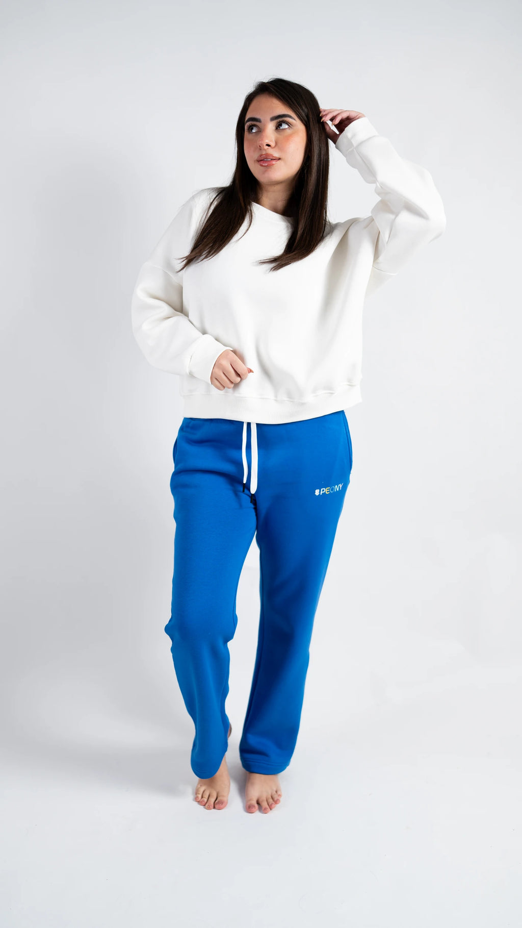 Peony Relaxed Fit Lounge Set - White & Blue