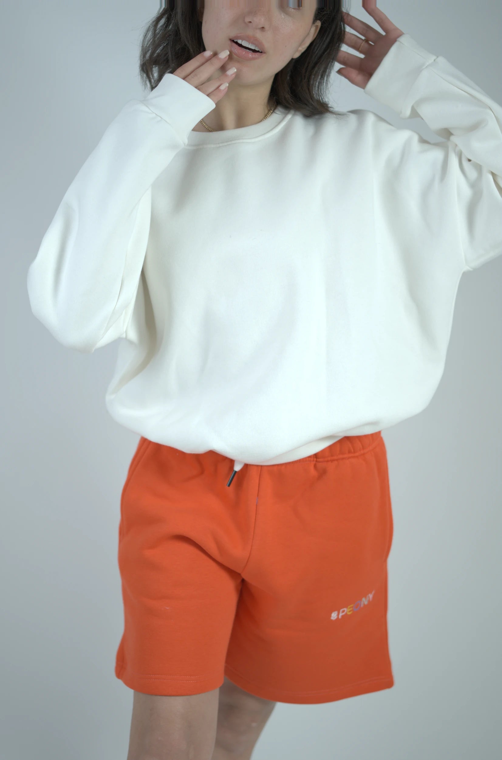Peony Relaxed Fit Short Set - White & Orange
