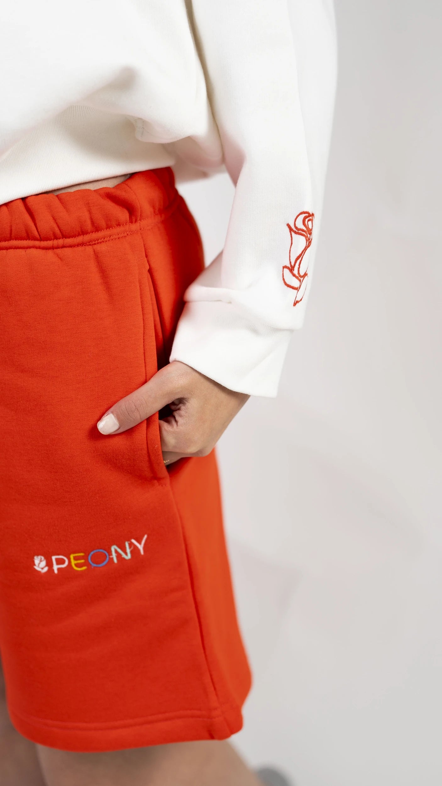 Peony Relaxed Fit Short Set - White & Orange