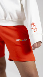 Peony Relaxed Fit Short Set - White & Orange