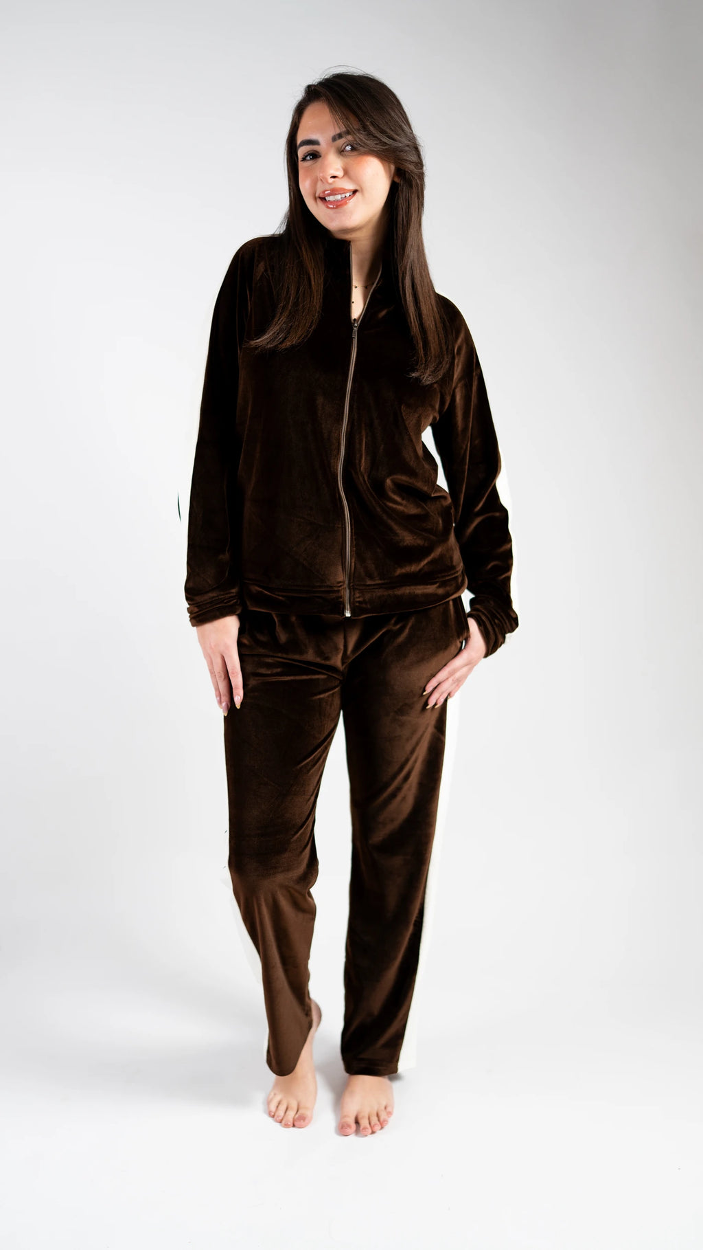 Peony Velvet Lounge Set - Brown