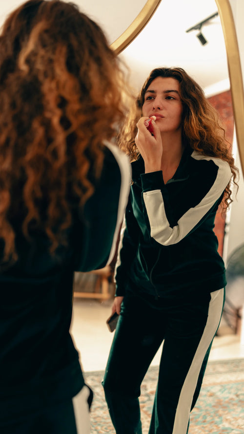 Peony Velvet Lounge Set - Olive