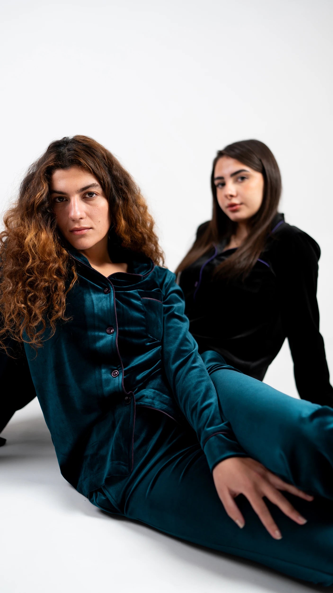 Peony Velvet Sleep Set - Black