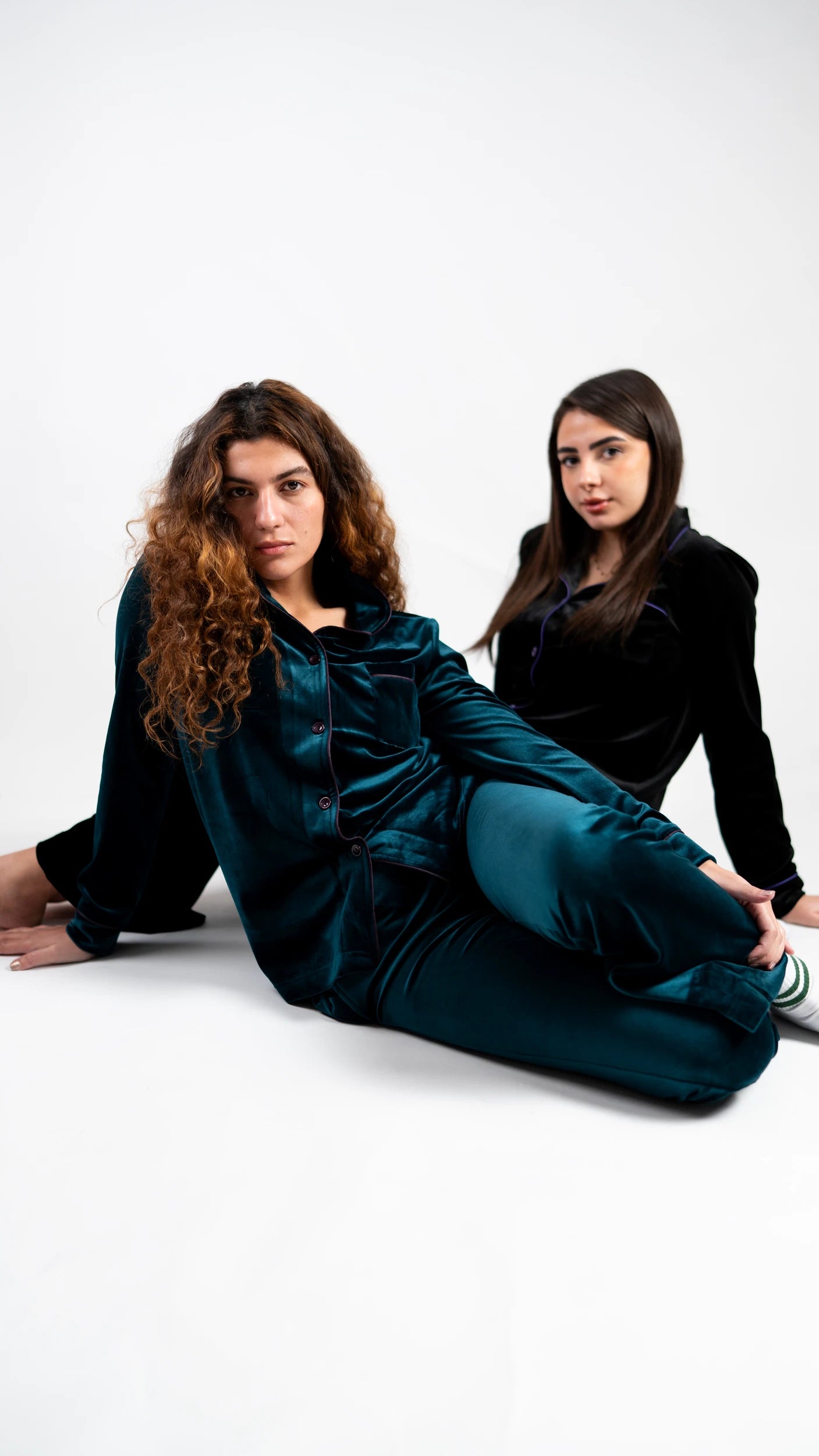 Peony Velvet Sleep Set - Black