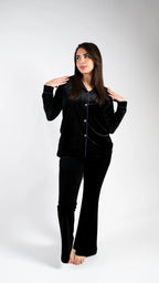 Peony Velvet Sleep Set - Black