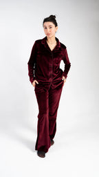 Peony Velvet Sleep Set - Burgundy